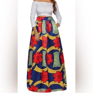 NWT Vibrant African Print Maxi Skirt